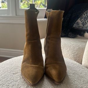 Marc Fisher Medium Brown Suede Chunky Wooden Heel Botties sz.7